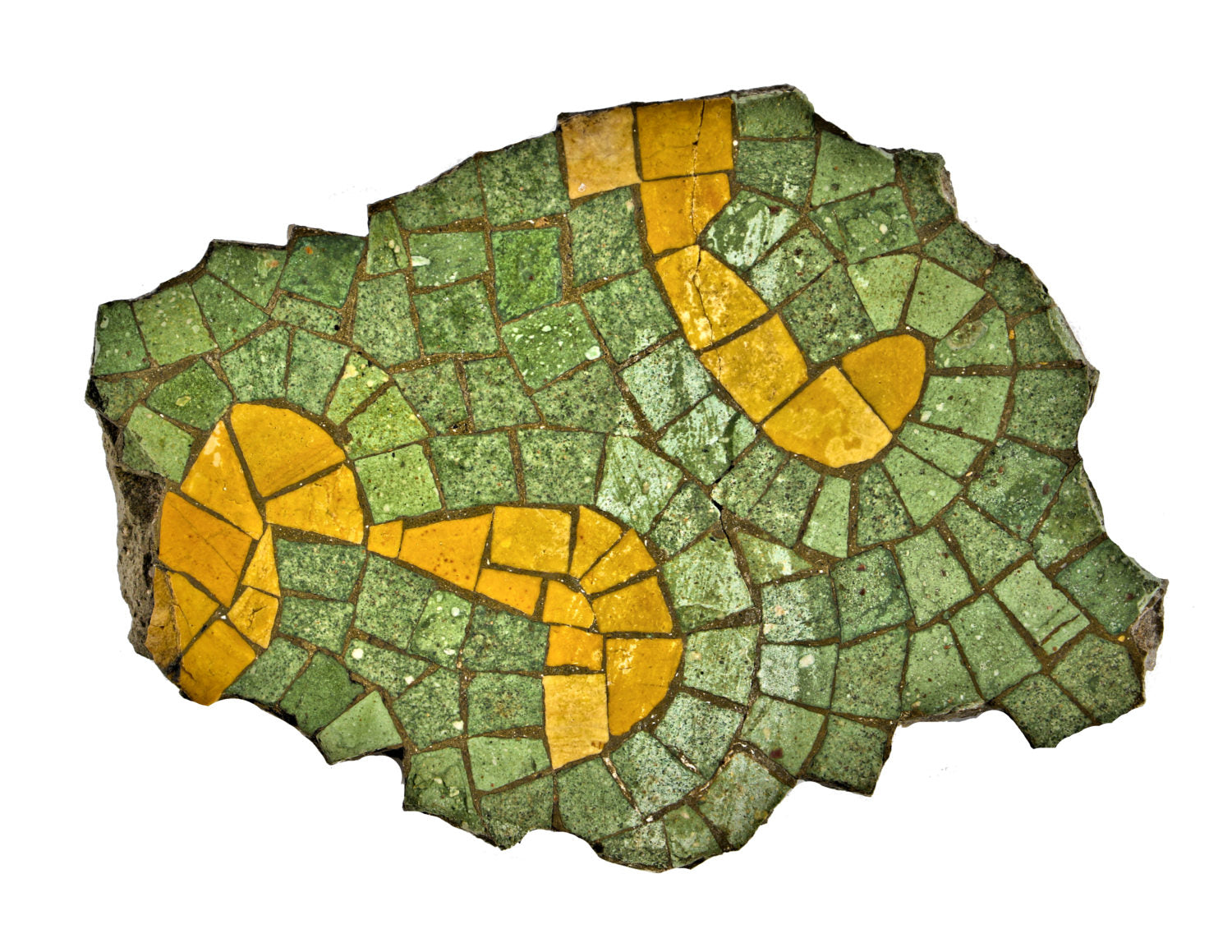 historically important original 1891 garrick theater green and yellow-colored mosaic tile floor interior auditorium staircase landing fragment
