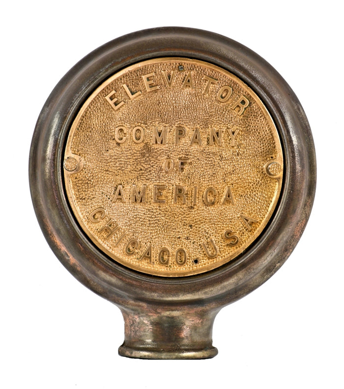 c. 1922 refinished cast iron and sold bronze salvaged chicago factory freight elevator hand switch case or cover with a mostly uniform brushed metal finish