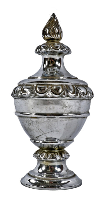 all original single late 1920's nickel-plated cast bronze first national bank building interior teller cage pilaster urn-shaped finial