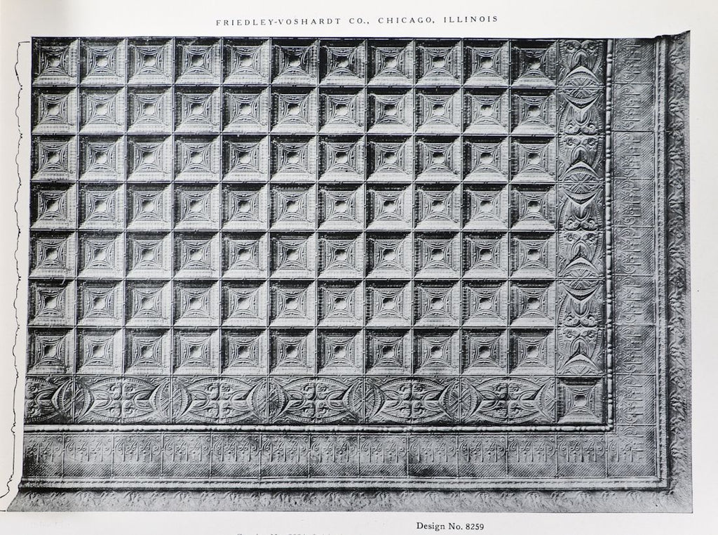 original early 20th century "sullivanesque" stamped tin ceiling panel executed by friedley-voshardt