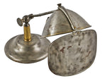 refinished early american industrial fully adjustable "lyhne" portable desk or table lamp with fully functional rotating light "guard" or reflector