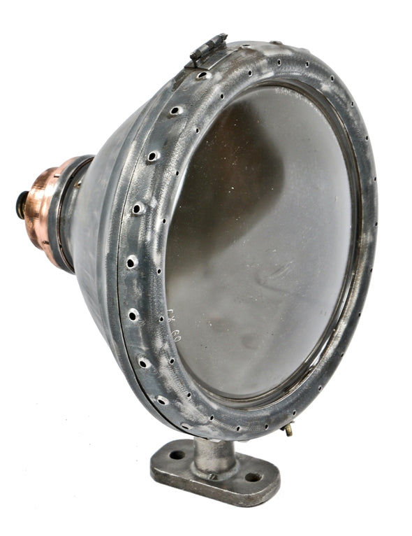 rare all original c. 1920's antique american curtis x-ray new york city theater floodlight with fully enclosed "mercury glass" gold enameled reflector