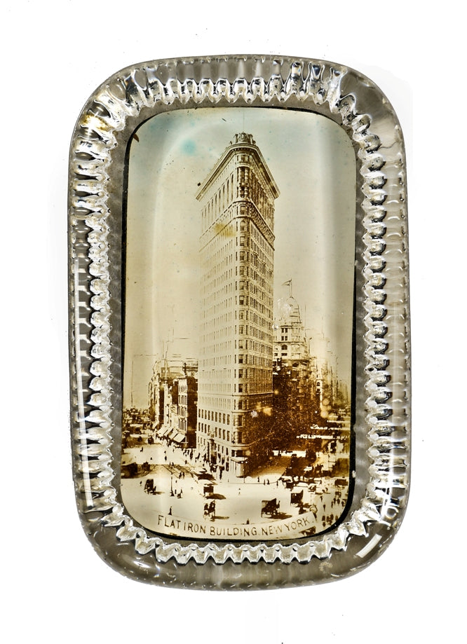 original highly sought after early 20th century antique american new york city daniel burnham flat iron building glass paperweight