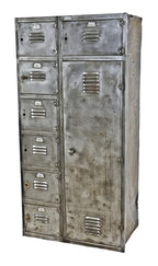 completely refinished early 20th century antique american industrial salvaged chicago wrigley chewing gum factory oversized cold-rolled iron locker