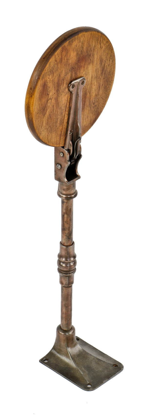 very rare all original and completely intact early 20th century commercial building interior elevator cab or car hinged drop-down operator's stool with cast iron base