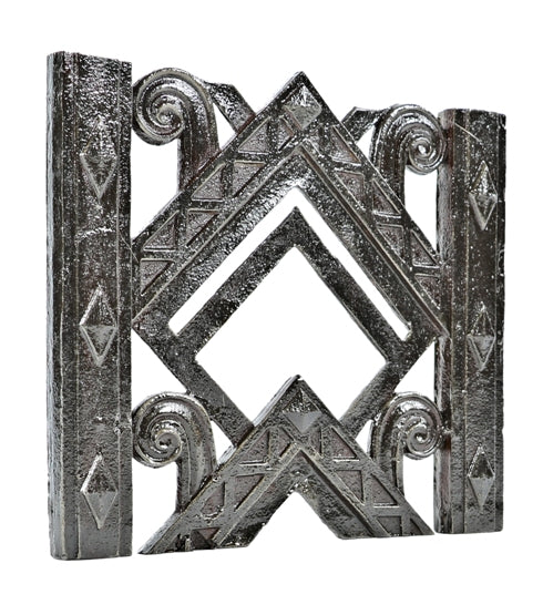 original c. 1920's american art deco style refinished ornamental cast iron mashall field & company department store perforated exterior building facade panel