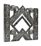 original c. 1920's american art deco style refinished ornamental cast iron mashall field & company department store perforated exterior building facade panel