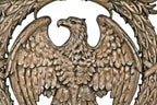 late 19th or early 20th century museum quality ornamental cast iron chicago federal building interior panel with spread-winged eagle