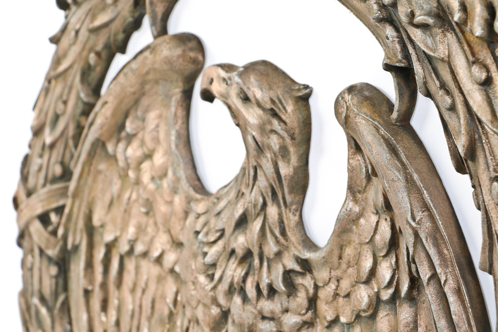 late 19th or early 20th century museum quality ornamental cast iron chicago federal building interior panel with spread-winged eagle