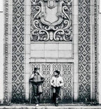 important rapp and rapp-designed two toned orange-glazed exterior southtown theater terra cotta panel