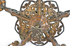 exceptional american depression era highly detailed ornamental cast bronze "soleure" pattern five-light interior residential candleabra ceiling fixture