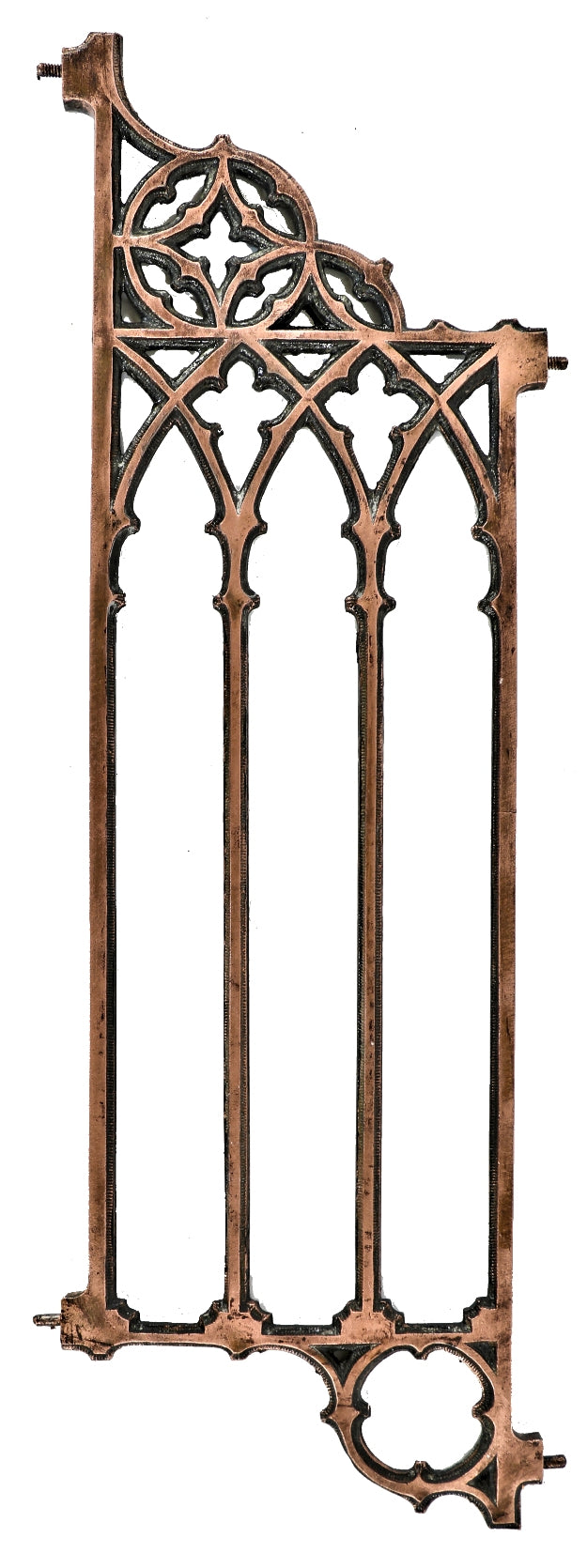 single original and intact copper-plated ornamental cast iron isabella building interior upper floor staircase gothic style baluster