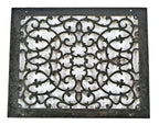 original 1870's antique american ornamental cast iron residential salvaged chicago floor grate with black enameled finish