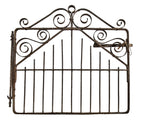 original late 19th century antique american victorian era ornamental salvaged chicago wrought iron exterior gate with decorative scrollwork and pivoting latch