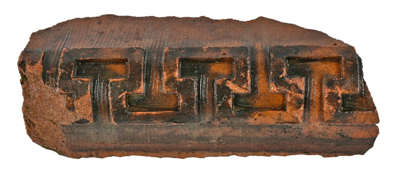 original 1890's neogrec patttern red slip exterior terra cotta fragment from salvaged from the non-extant victorian era lexington hotel