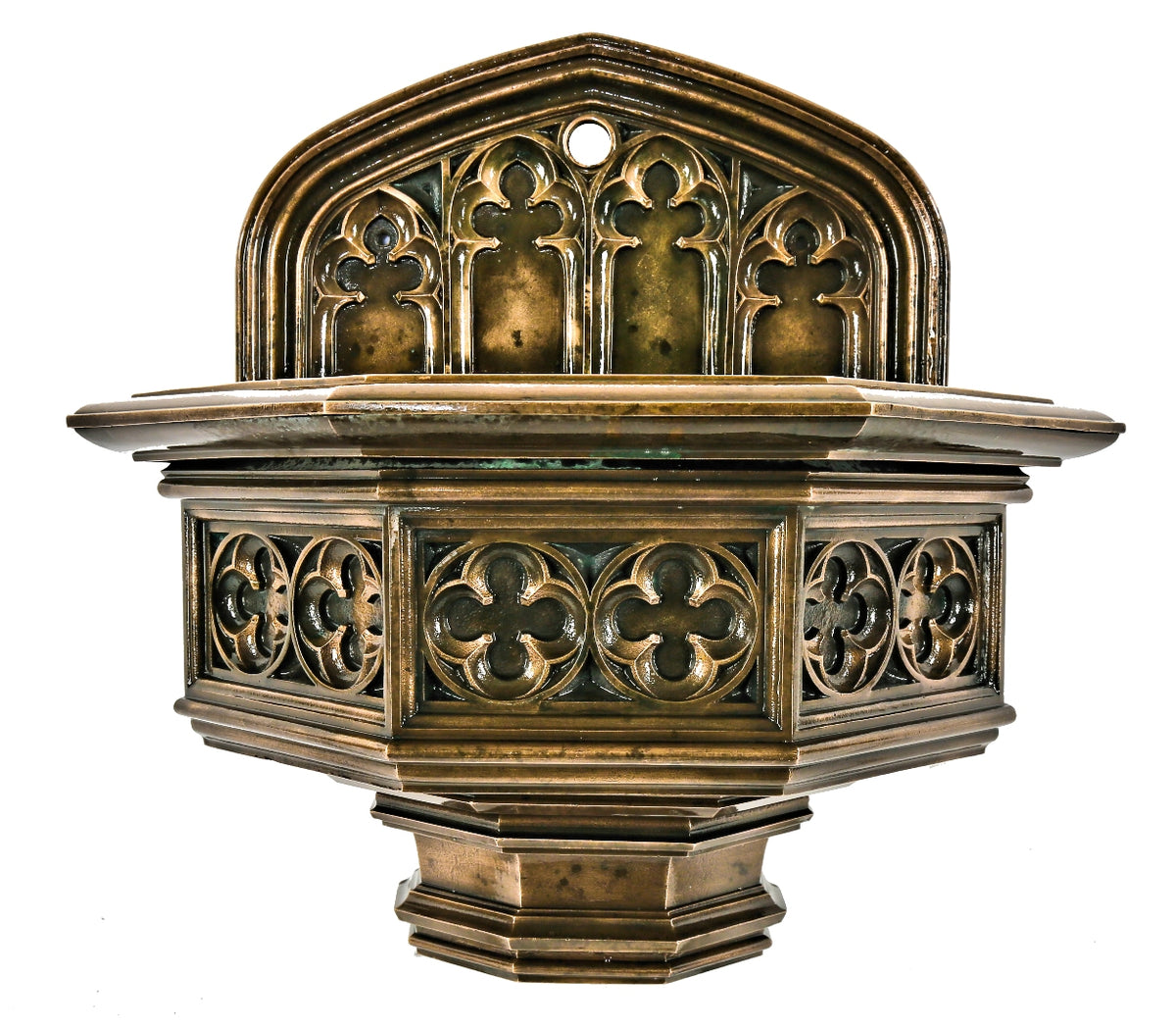 remarkable late 19th century american gothic revival style university of chicago cobb hall flush mount drinking fountain with nicely aged patina