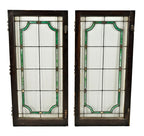 original early 20th century chicago craftsman or bungalow leaded art glass casement window with sandwiched gold leaf accents