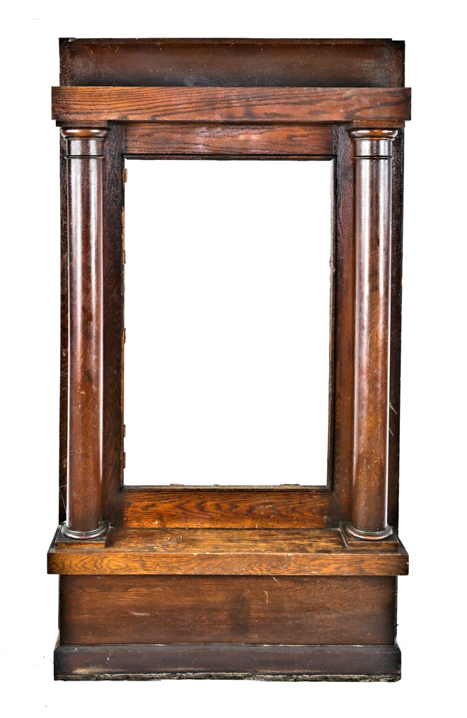 late 19th or early 20th century original and completely intact solid oak wood salvaged chicago freestanding residential pier mirror with beveled glass mirror
