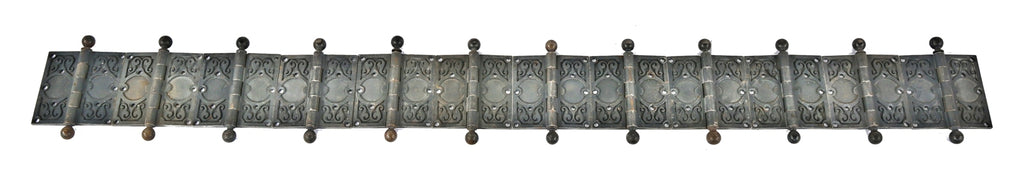 twelve matching all original and very well-maintained historic reliance building ornamental cast iron office loose pin hinges with ball finials and bower-barff finish