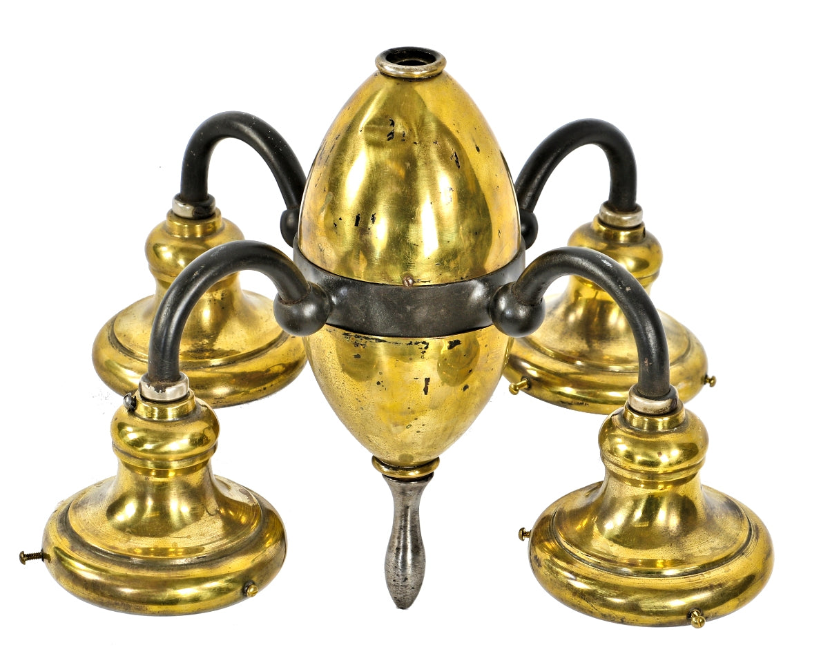 highly sought after early 1920's antique american medical interior dentist's office iron and brass illuminated examination "cluster" patient overhead light