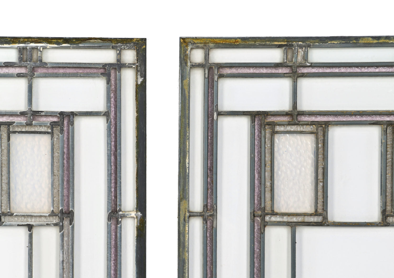 matching pair of original c. 1908 historically important louis h. sullivan-designed henry babson house leaded glass windows