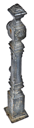 single 19th century ornamental black enameled cast iron freestanding salvaged chicago exterior new post with distinctive pyramidal-shaped finial
