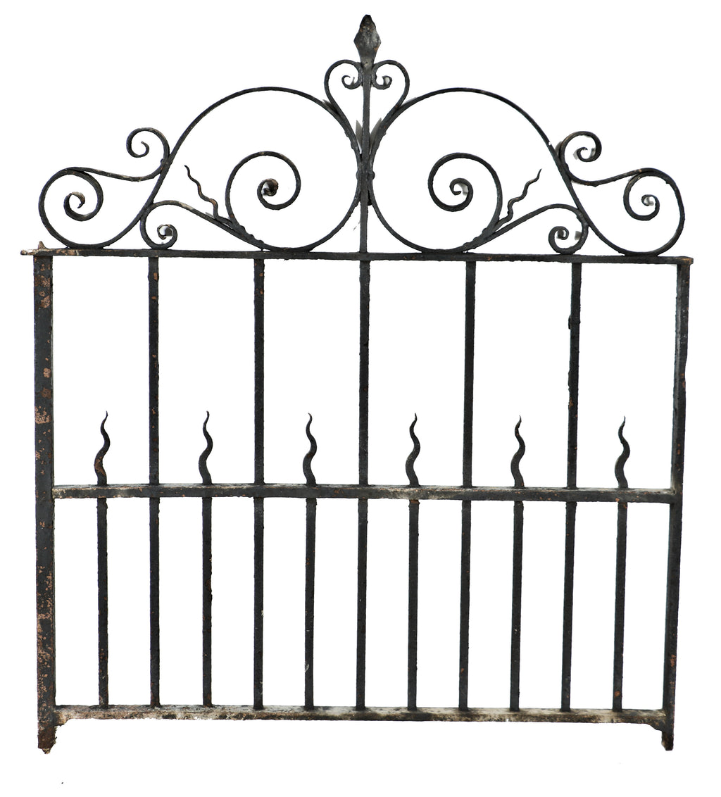 late 19th century antique american victorian era ornamental salvaged chicago wrought iron exterior gate with exquisite scrollwork
