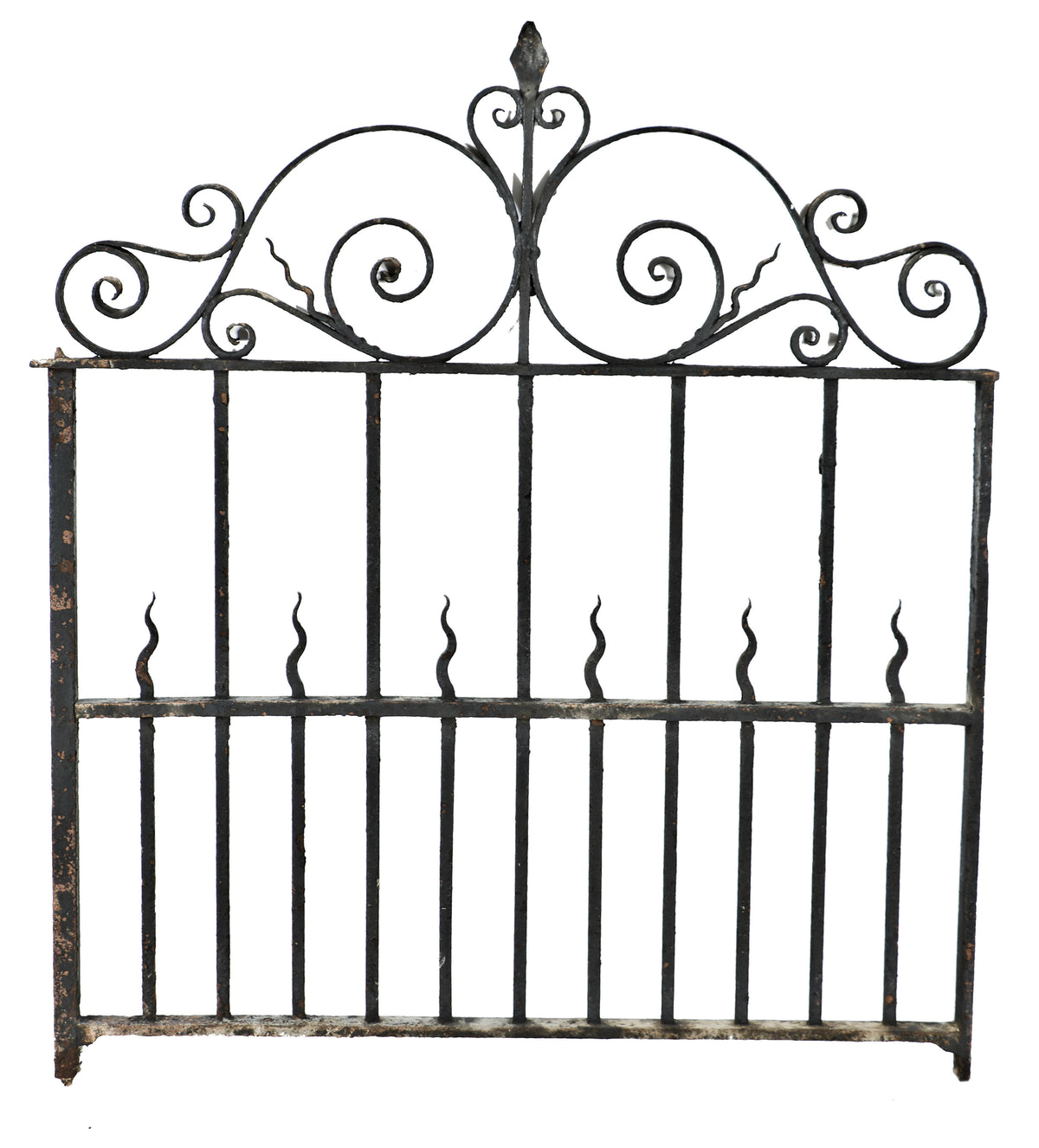 late 19th century antique american victorian era ornamental salvaged chicago wrought iron exterior gate with exquisite scrollwork
