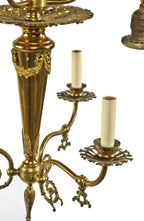 fully restored and converted early 20th century salvaged chicago  combination residential brass electrolier /gasolier with rewired sockets