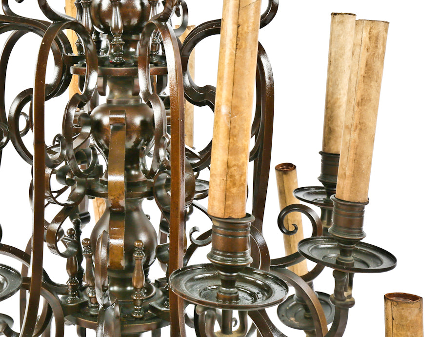 historically important all original and largely intact c. 1909 salvaged chicago interior hotel la salle monumental ornamental cast brass chandelier with sixteen arms