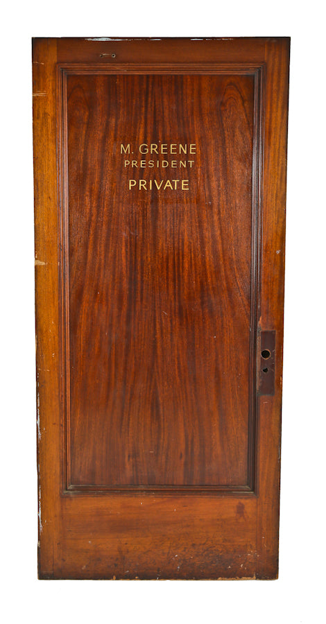 salvaged chicago c. 1913 historically important conway building interior office door with hand-painted gold leaf lettering