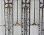 oversized american arts and crafts or craftsman style salvaged chicago leaded glass bungalow window accentuated with gold leaf "sandwich" glass