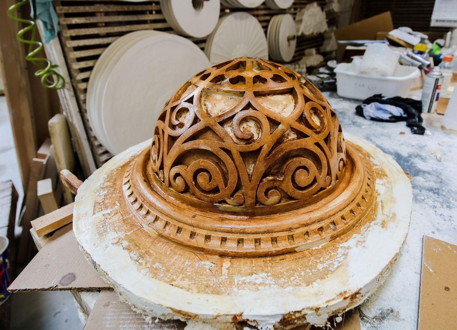 faithfully recreated gold enameled cast plaster auditorium theater proscenium vault ventilation dome designed by louis h. Sullivan and executed by james legge