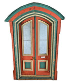 largely intact early 1870's post-fire salvaged chicago gothic style victorian cottage painted pine wood double door and surround with detailed rope molding
