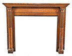 late 19th century all original and completely intact varnished oak wood salvaged chicago interior residential half-mantel with opposed solid fluted columns and beaded border frieze
