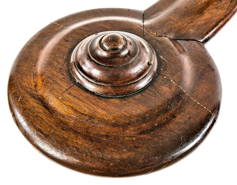 late 1860's or early 1870's solid freestanding finely turned and grooved solid walnut wood salvaged chicago staircase newel post with original circle-shaped top