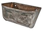 group of highly desirable matching vintage industrial folded and pressed heavy gauge steel refinished diminutive link belt conveyor buckets with lightly incised lettering