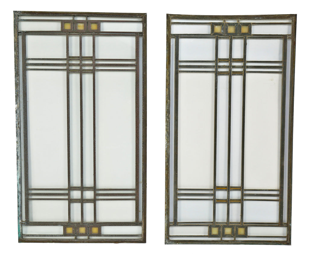 original historically-important frank lloyd wright-designed avery coonley house interior family room single leaded art glass window with intact zinc caming retaining bronze wash