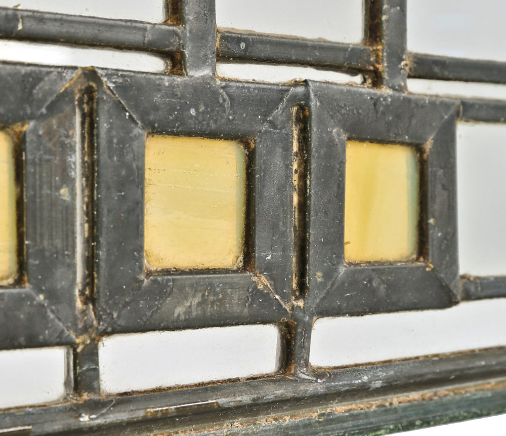 original historically-important frank lloyd wright-designed avery coonley house interior family room single leaded art glass window with intact zinc caming retaining bronze wash