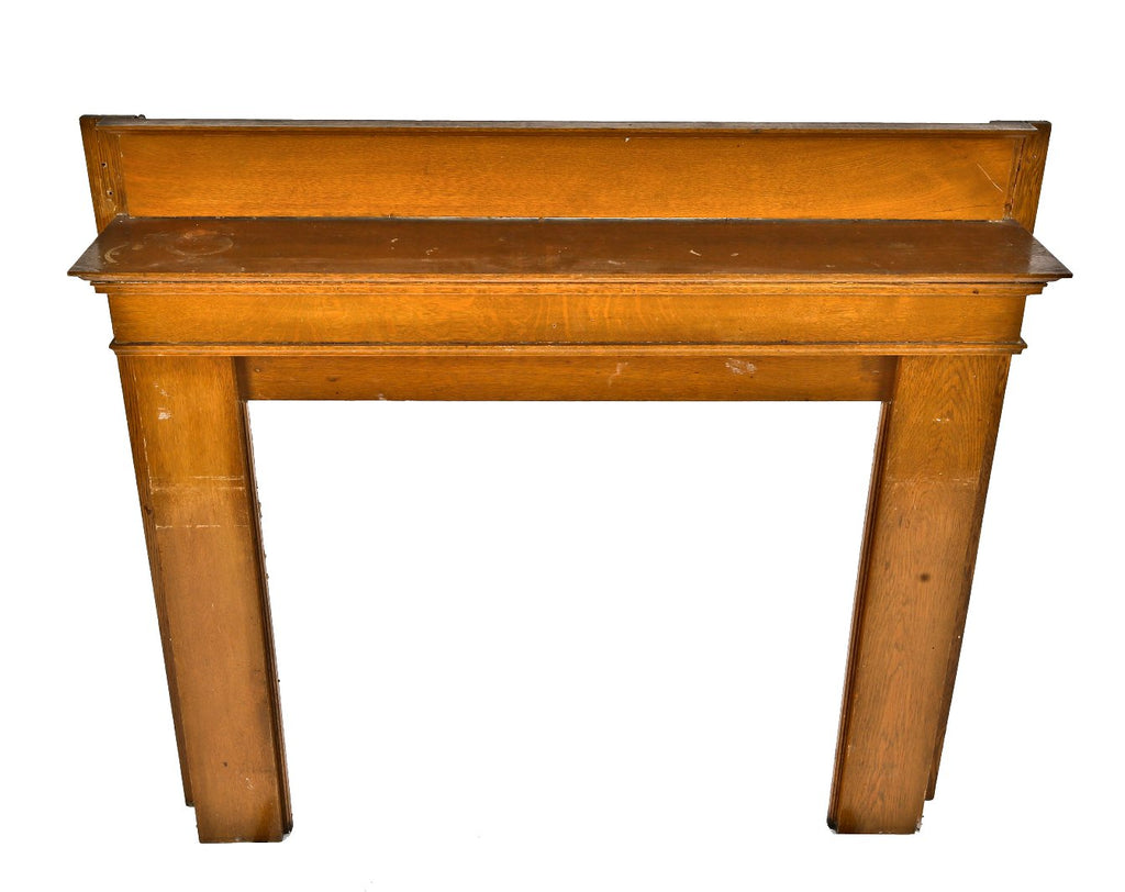 original c. 1900-1910 solid quartered oak wood interior residential chicago fireplace mantel salvaged from chicago three-flat undergoing demolition