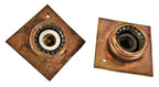 two matching original nicely aged early 20th century cast bronze new york city subway station knurled edge ceiling mount light fixture with intact white ceramic socket