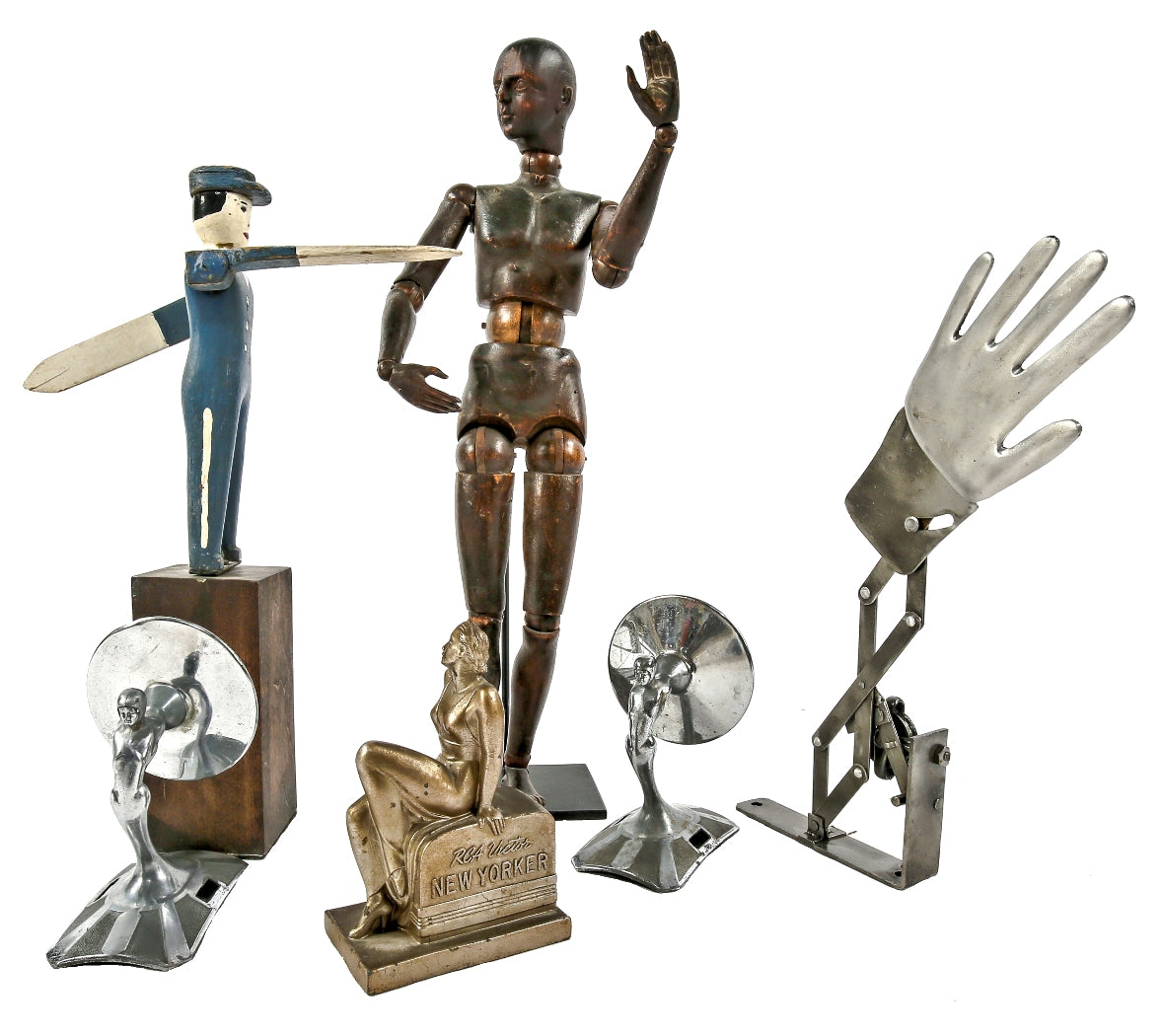 remarkable museum quality antique american folk art fully articulated 19th century hand-crafted walnut wood artists mannequin with striking features