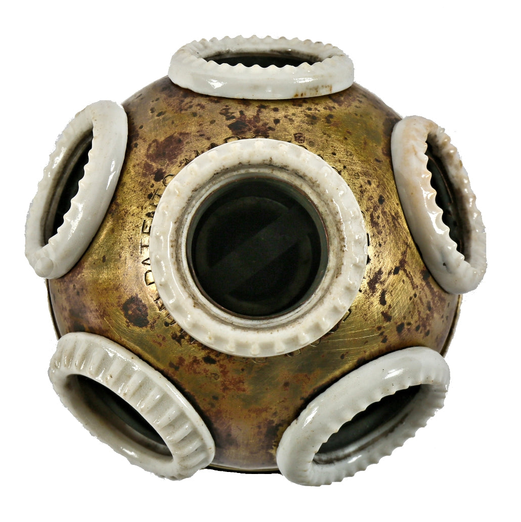rare early 20th century american antique industrial original and intact benjamin chicago factory six-socket light bulb cluster with brass shell and porcelain rings