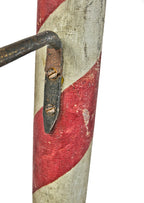 exceptionally rare original c. 19th century american folk art wall mount exterior turned pine wood barber pole trade sign with early polychromatic paint finish