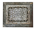 early c. 1870's antique american ornamental cast iron residential salvaged chicago floor register or grate with intact louvers