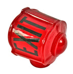 hard to find uniquely shaped original c. 1930's american art deco style ruby red glass illuminated exit theater light fixture with polished chrome fitter