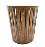 hard to find early 20th century american industrial "dan-dee" copper-plated perforated cold rolled steel factory office waste or trash can