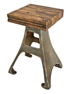 single early 20th century american industrial refinished heavy cast iron low-lying cream separator base side or occasional table with newly added oak wood top