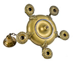 well-maintained original late 1920's depression era two-tone interior residential spun brass five light ceiling fixture with tapered canopy and threaded socket covers