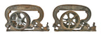 completely intact late 19th century hard to find original interior residential ornamental cast iron single pocket door brackets or hangers with rollers and base plates